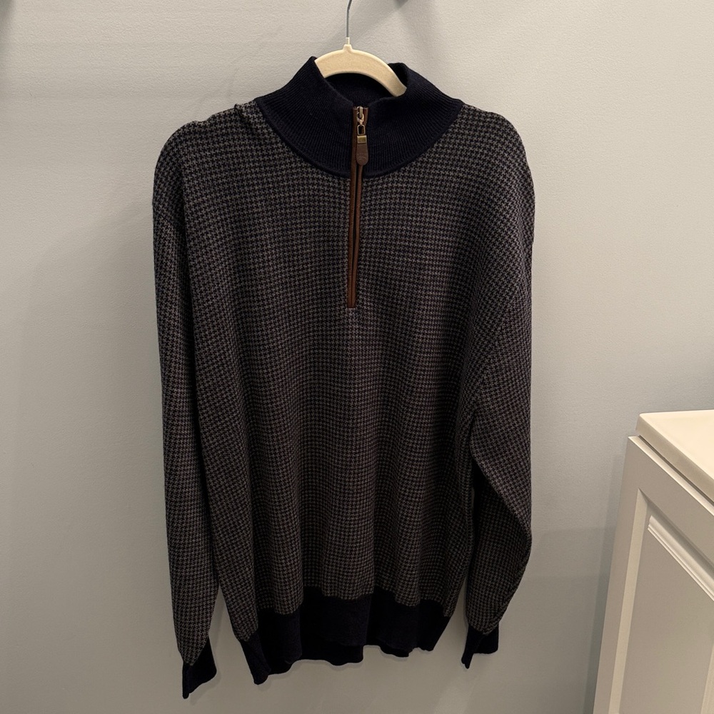 Orvis Men's Navy and Gray Zip-Up Sweater